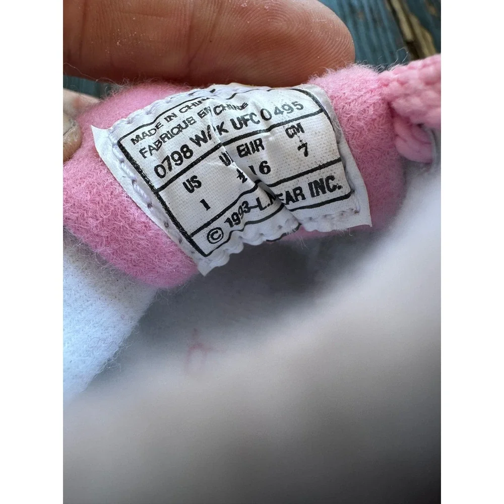 Vintage LA Gear Baby Girls Bear High Top Crib Shoes White Pink Size 1 0798 W/K